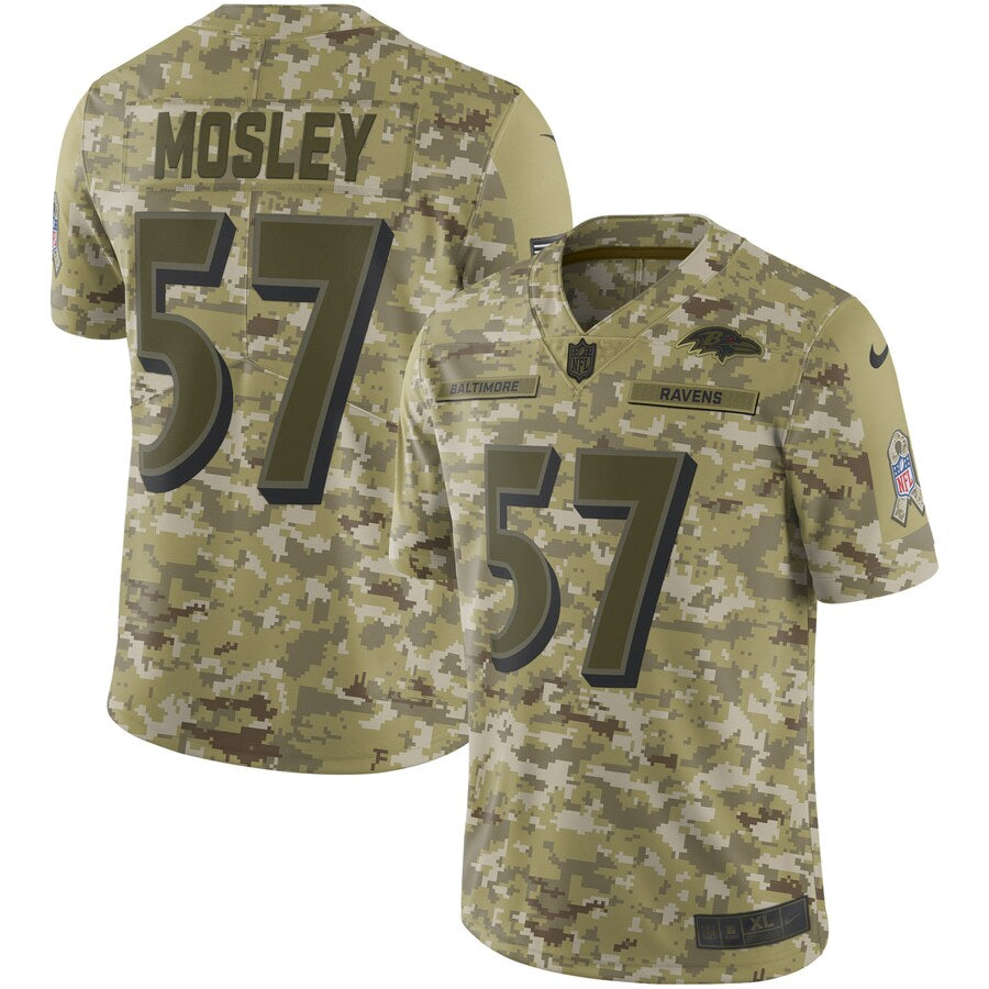 Baltimore Ravens Cj Mosley Camo Salute To NFL jersey front view