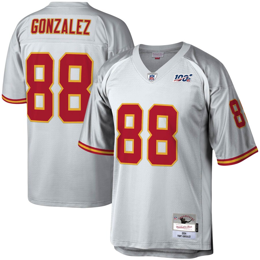 Kansas City Chiefs Tony Gonzalez Platinum 100 Legacy NFL jersey front view