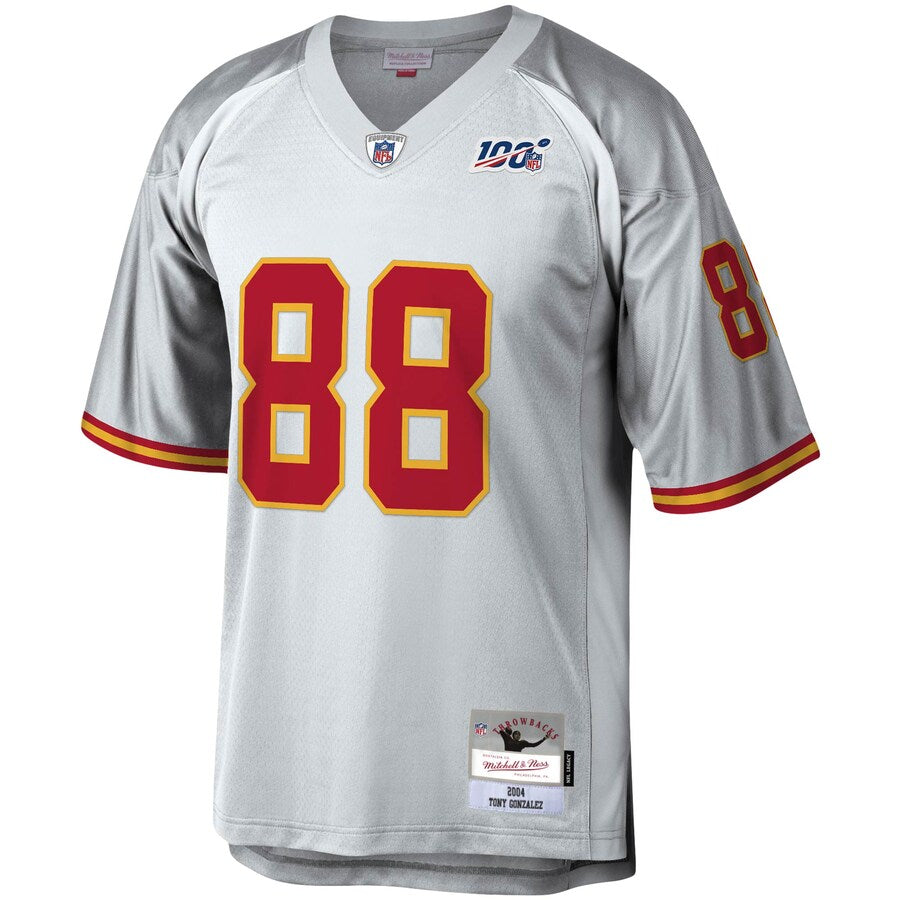 Kansas City Chiefs Tony Gonzalez Platinum 100 Legacy NFL jersey front view
