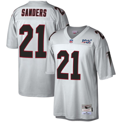 Atlanta Falcons Deion Sanders Platinum 100 Legacy NFL jersey front view