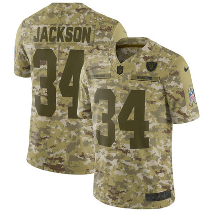 Las Vegas Raiders Bo Jackson Camo Salute To NFL jersey front view