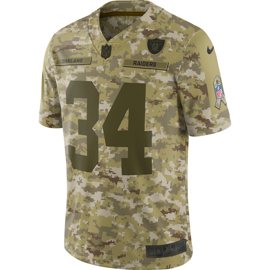 Las Vegas Raiders Bo Jackson Camo Salute To NFL jersey front view