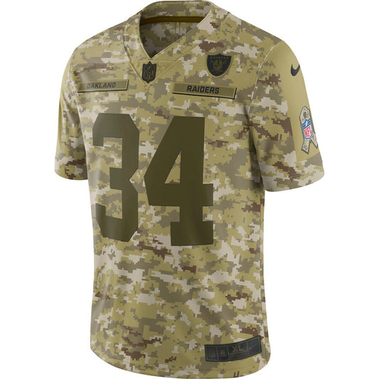 Las Vegas Raiders Bo Jackson Camo Salute To NFL jersey front view