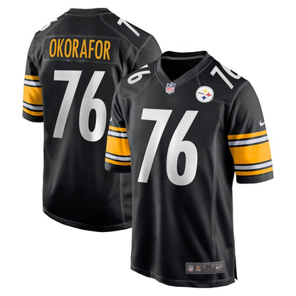 Pittsburgh Steelers Chukwuma Okorafor Black Game Jersey - retro stitched football jersey for Pittsburgh Steelers fans