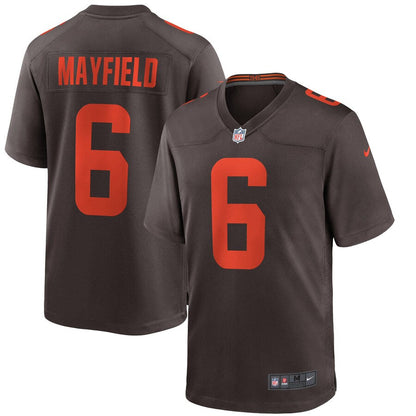Cleveland Browns Baker Mayfield Brown Alternate Game Jersey - retro stitched football jersey for Cleveland Browns fans