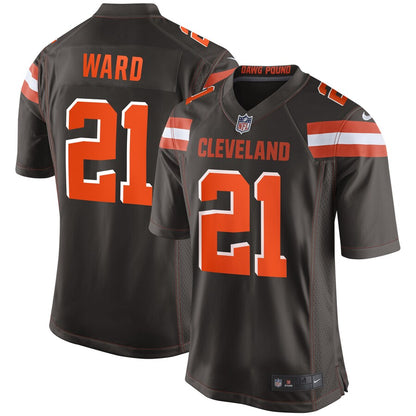 Cleveland Browns Denzel Ward Brown Game Jersey - retro stitched football jersey for Cleveland Browns fans