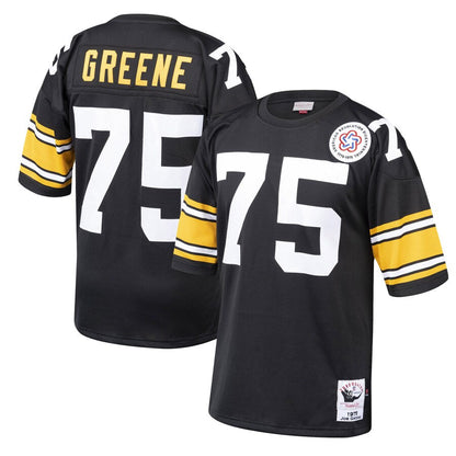 Pittsburgh Steelers Joe Greene Black 1975 Throwback Jersey - retro stitched football jersey for Pittsburgh Steelers fans
