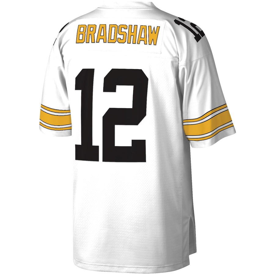 Pittsburgh Steelers Terry Bradshaw White Legacy Jersey - retro stitched football jersey for Pittsburgh Steelers fans