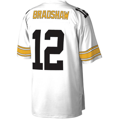 Pittsburgh Steelers Terry Bradshaw White Legacy Jersey - retro stitched football jersey for Pittsburgh Steelers fans