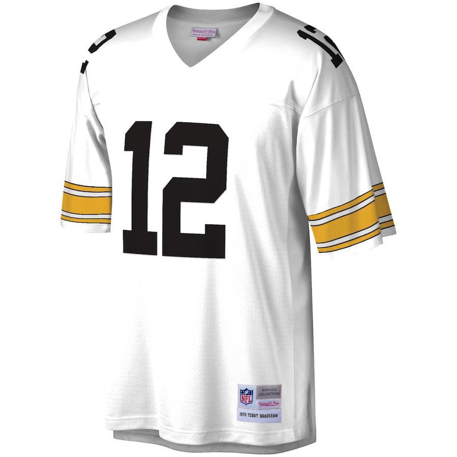 Pittsburgh Steelers Terry Bradshaw White Legacy Jersey - retro stitched football jersey for Pittsburgh Steelers fans