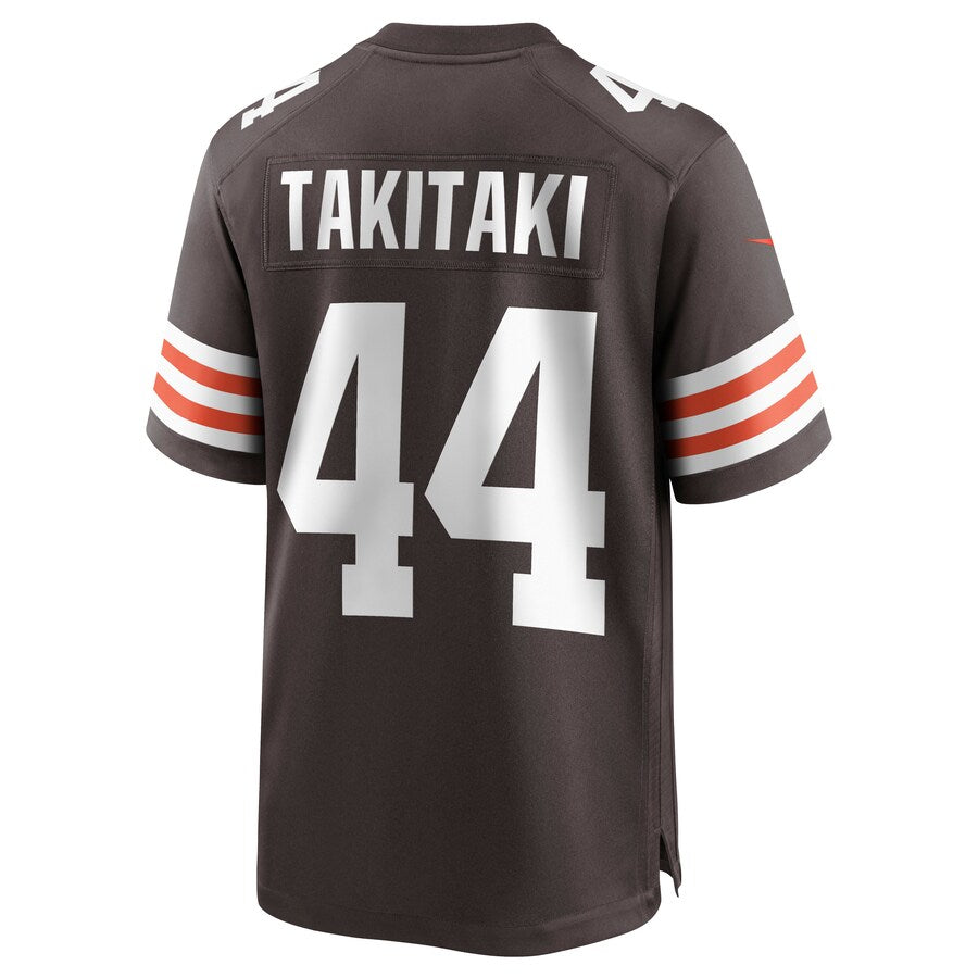 Cleveland Browns Sione Takitaki Brown Game Jersey - retro stitched football jersey for Cleveland Browns fans