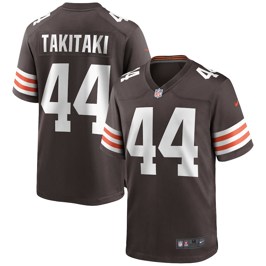 Cleveland Browns Sione Takitaki Brown Game Jersey - retro stitched football jersey for Cleveland Browns fans