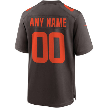Cleveland Browns Brown Alternate Custom Game Jersey - retro stitched football jersey for Cleveland Browns fans