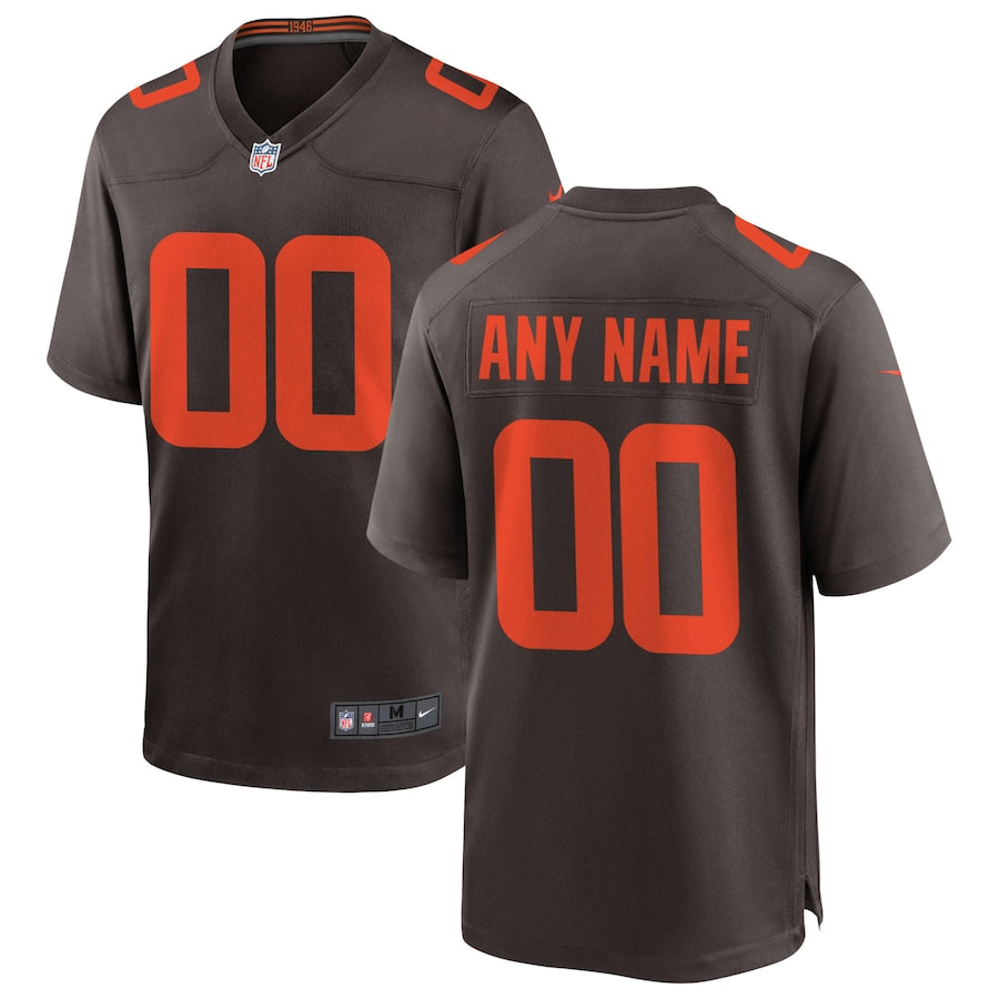 Cleveland Browns Brown Alternate Custom Game Jersey - retro stitched football jersey for Cleveland Browns fans