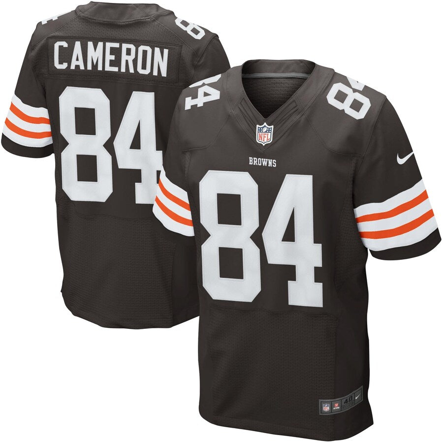 Cleveland Browns Historic Logo Jordan Cameron Brown Elite Jersey - retro stitched football jersey for Cleveland Browns fans