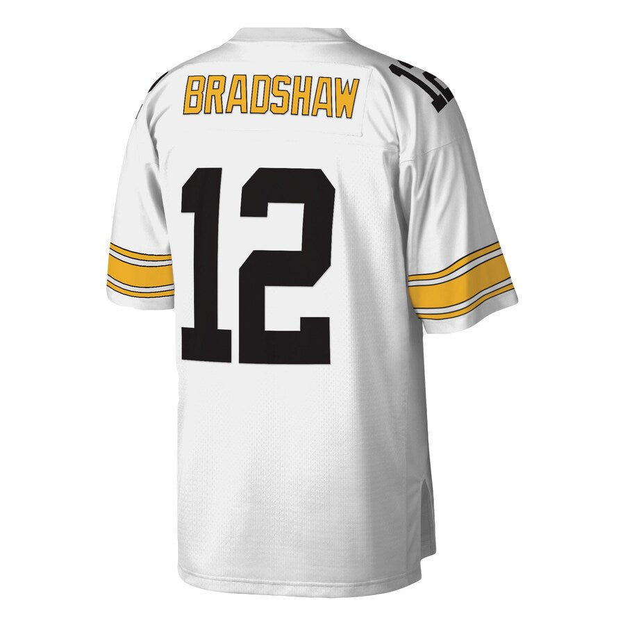 Pittsburgh Steelers Terry Bradshaw White Legacy Jersey - retro stitched football jersey for Pittsburgh Steelers fans