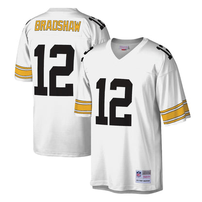 Pittsburgh Steelers Terry Bradshaw White Legacy Jersey - retro stitched football jersey for Pittsburgh Steelers fans