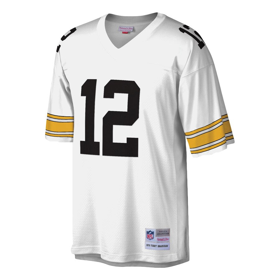 Pittsburgh Steelers Terry Bradshaw White Legacy Jersey - retro stitched football jersey for Pittsburgh Steelers fans