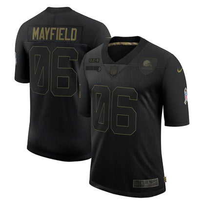 Cleveland Browns Baker Mayfield Black Salute To Service Limited Jersey - retro stitched football jersey for Cleveland Browns fans