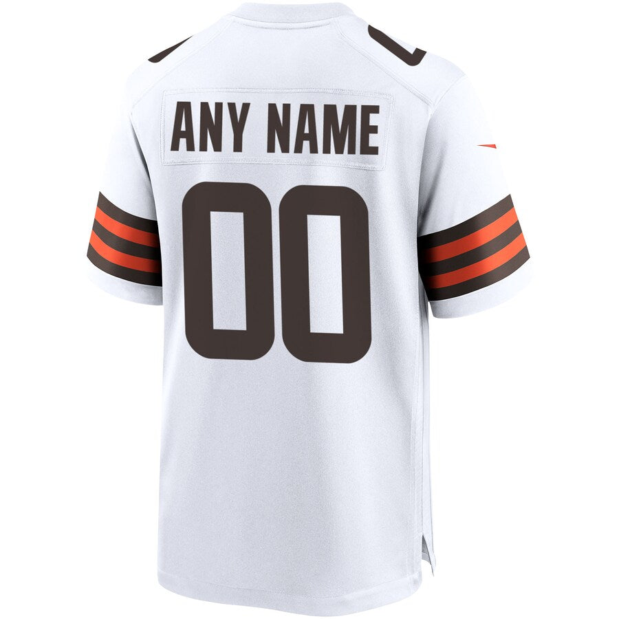 Cleveland Browns White Custom Game Jersey - retro stitched football jersey for Cleveland Browns fans