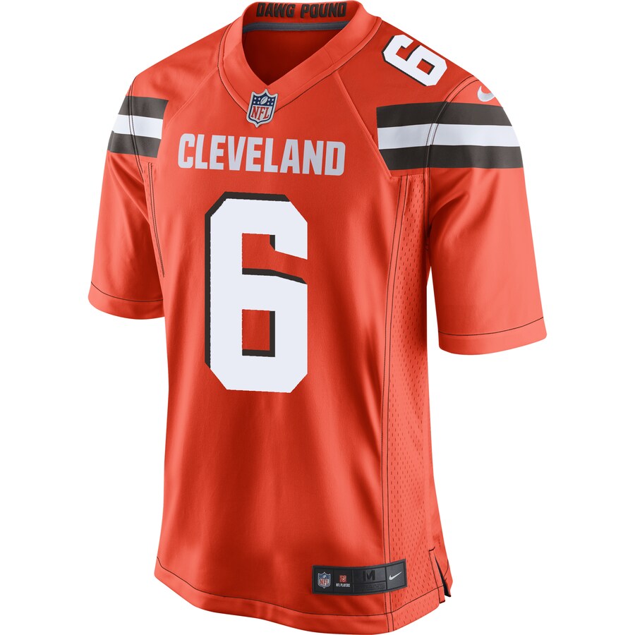 Cleveland Browns Baker Mayfield Orange Game Jersey - retro stitched football jersey for Cleveland Browns fans