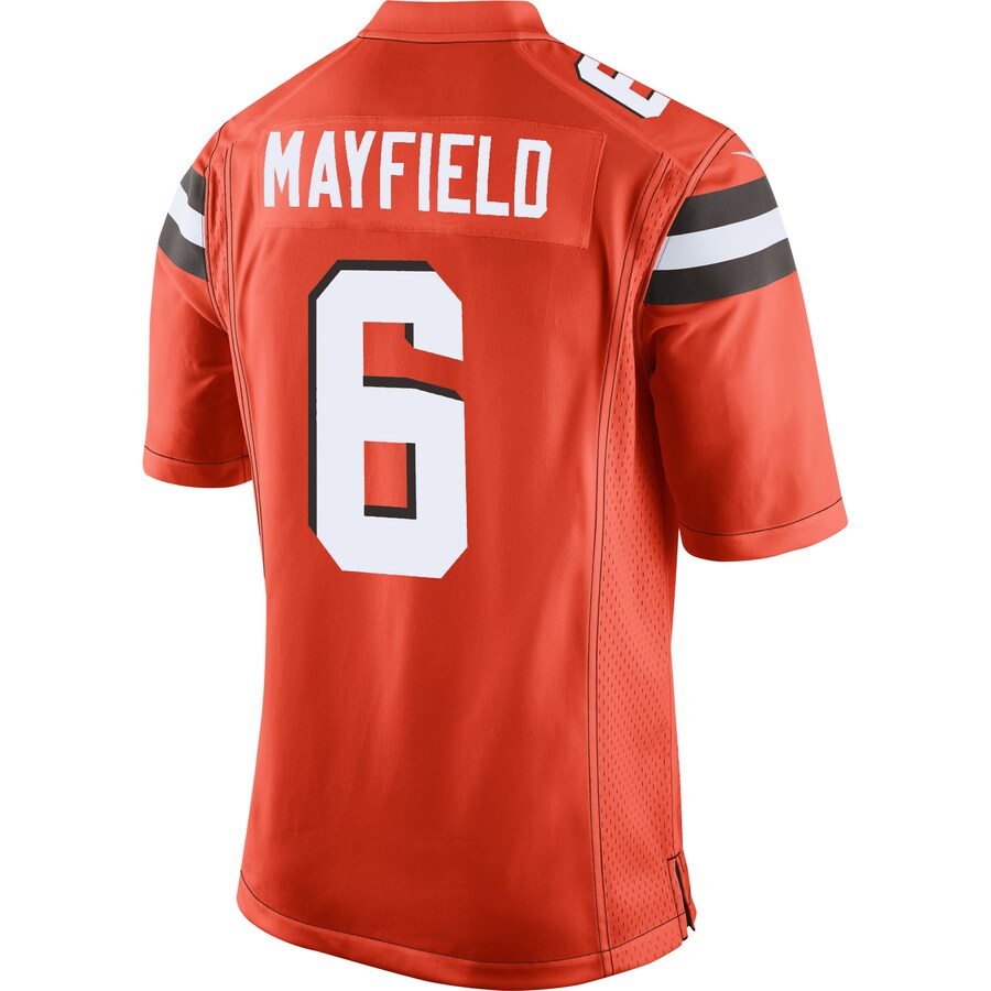 Cleveland Browns Baker Mayfield Orange Game Jersey - retro stitched football jersey for Cleveland Browns fans