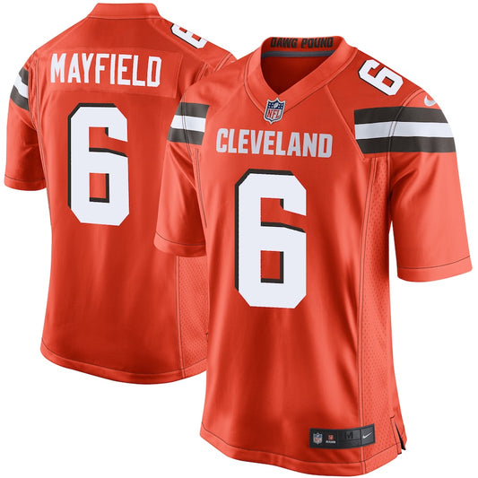 Cleveland Browns Baker Mayfield Orange Game Jersey - retro stitched football jersey for Cleveland Browns fans
