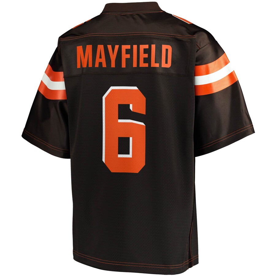 Cleveland Browns Baker Mayfield NFL Pro Line Brown Logo Jersey - retro stitched football jersey for Cleveland Browns fans