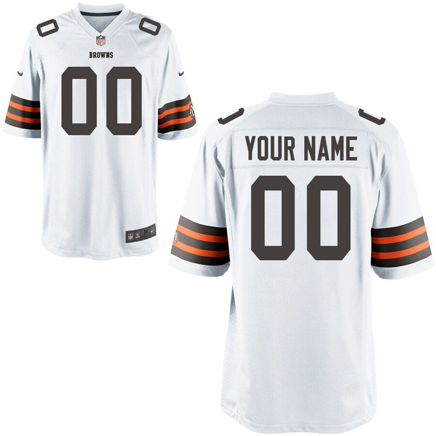 Cleveland Browns Customized Game White Jersey - retro stitched football jersey for Cleveland Browns fans