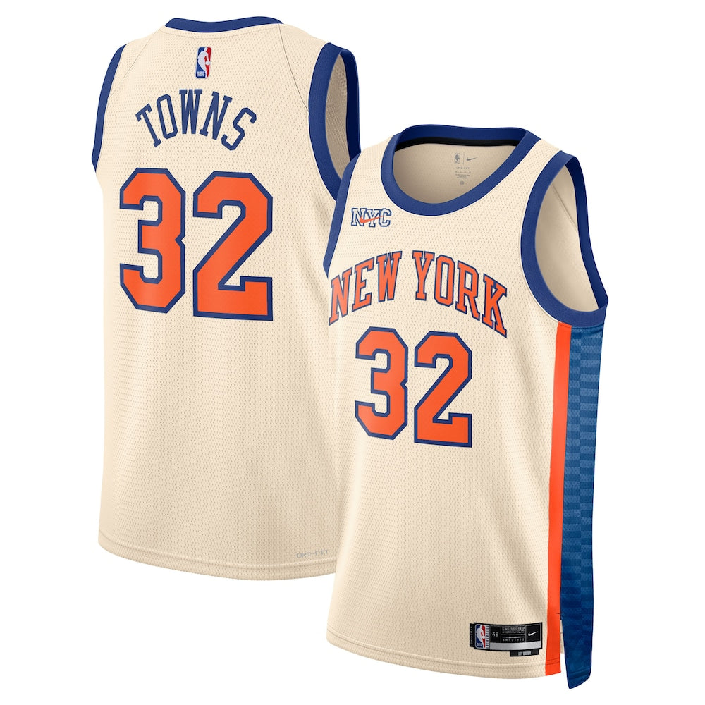 New York Knicks Karl Anthony Towns NBA jersey front view