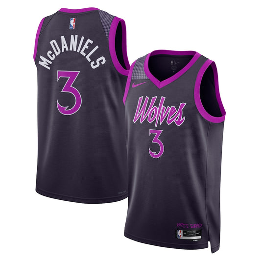 MIN 2025/26 City Edition Swingman Jersey - Black - Jaden McDaniels - Unisex RTJ Basketball 35