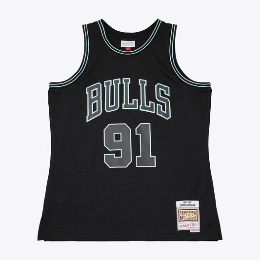 Chicago Bulls Halloween Glow In Dennis Rodman NBA jersey front view