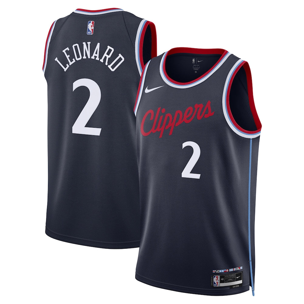 La Clippers Icon Edition Swingman Jersey Navy Kawhi Leonard Unisex jersey front view