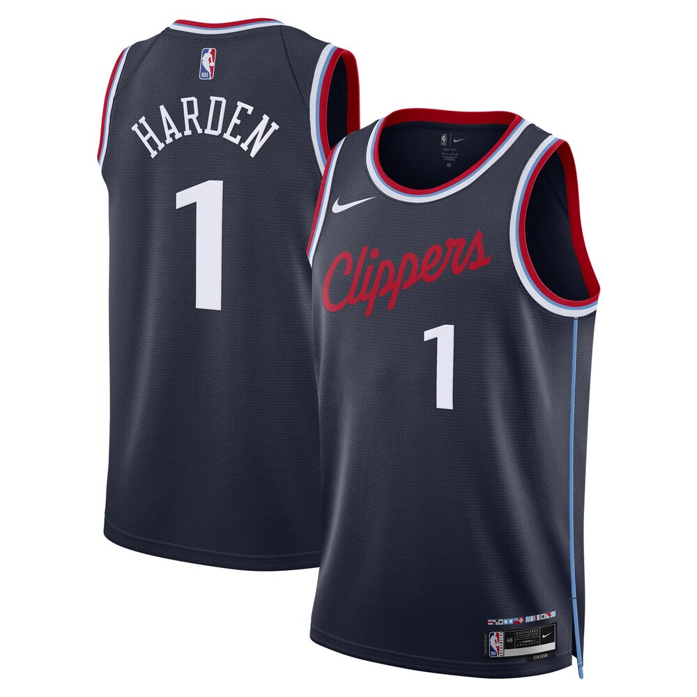 La Clippers Icon Edition Swingman Jersey Black James Harden Unisex jersey front view