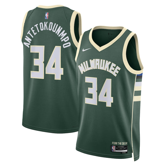 MIL Icon Edition Swingman Jersey - Hunter Green - Giannis Antetokounmpo - Unisex RTJ Basketball 238