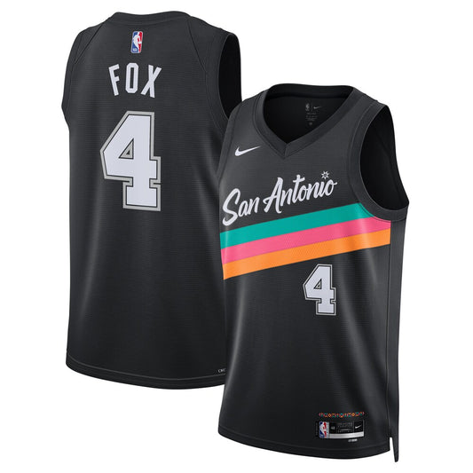SAS 2025/26 City Edition Swingman Jersey - Black - De'Aaron Fox - Unisex RTJ Basketball 237