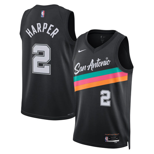 SAS 2025/26 City Edition Swingman Jersey - Black - Dylan Harper - Unisex RTJ Basketball 211