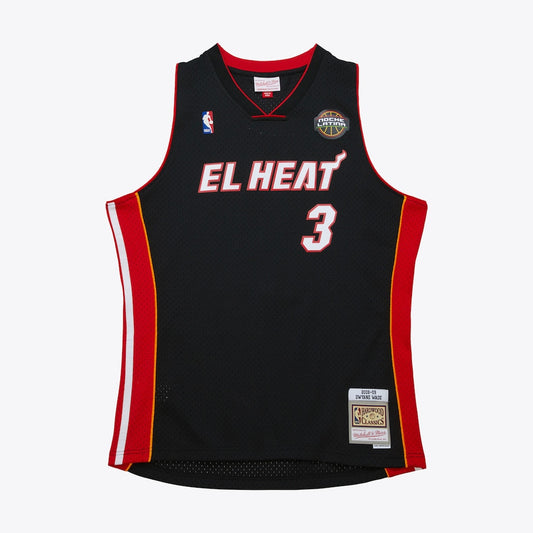 MIA M&N Dark El Heat Swingman Jersey Dwyane Wade 2008 RTJ Basketball 185