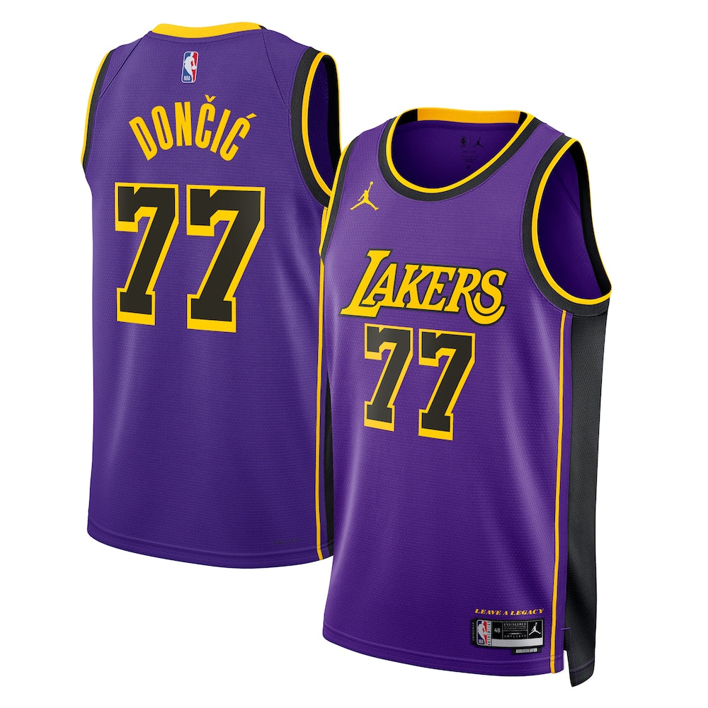 Los Angeles Lakers Jordan Brand Statement Edition Swingman Jersey Purple Luka Doni Unisex - stitched basketball jersey fanwear