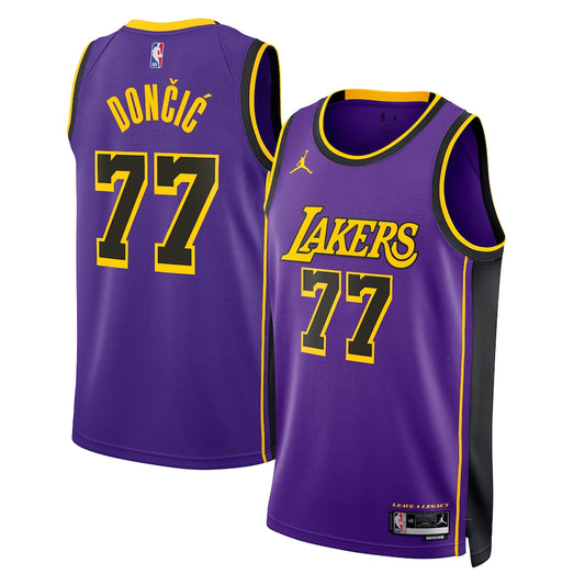 Los Angeles Lakers Jordan Brand Statement Edition Swingman Jersey Purple Luka Doni Unisex - stitched basketball jersey fanwear