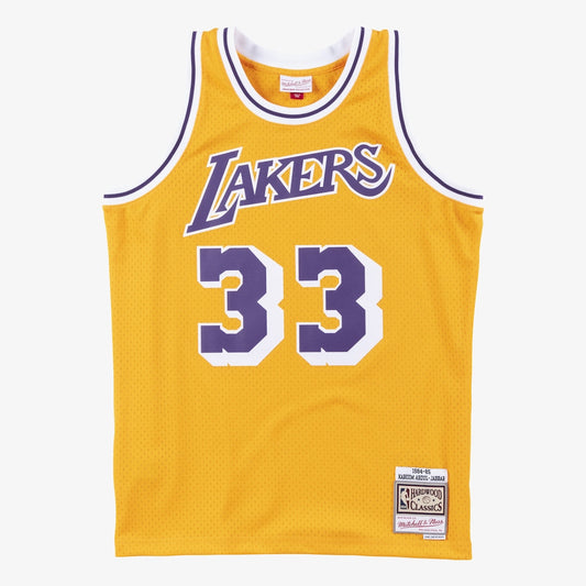 Los Angeles Lakers Swingman Jersey Home Kareem Abdul Jabbar 1984 85 stitched basketball jersey for game day fanwear