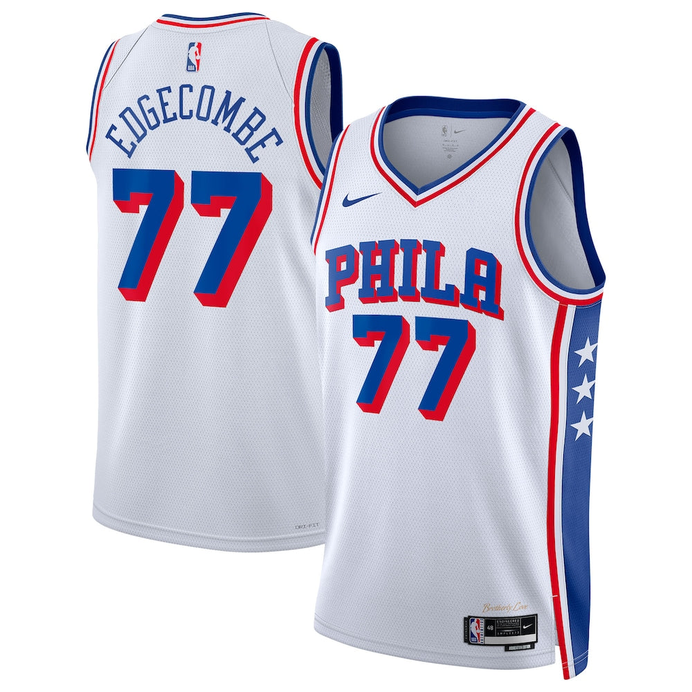 Philadelphia 76Ers Association Edition Swingman Jersey White Vj Edgecombe Unisex stitched basketball jersey for game day