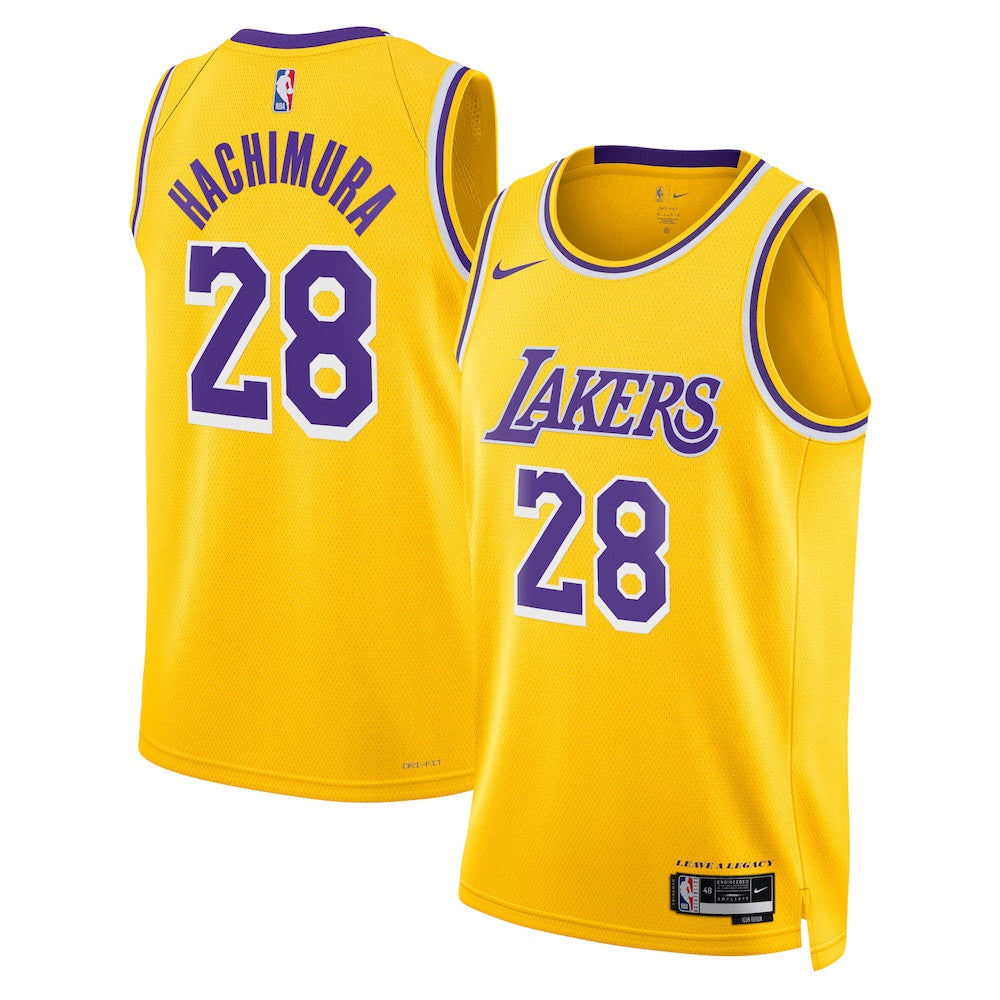 Los Angeles Lakers Icon Edition Swingman Jersey Gold Rui Hachimura Unisex stitched basketball jersey for game day fanwear