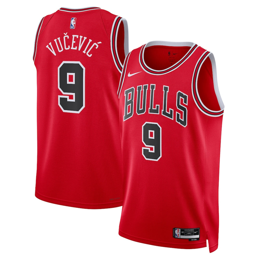 Chicago Bulls Icon Edition Swingman Jersey Red Nikola Vuevi Unisex stitched basketball jersey for game day fanwear