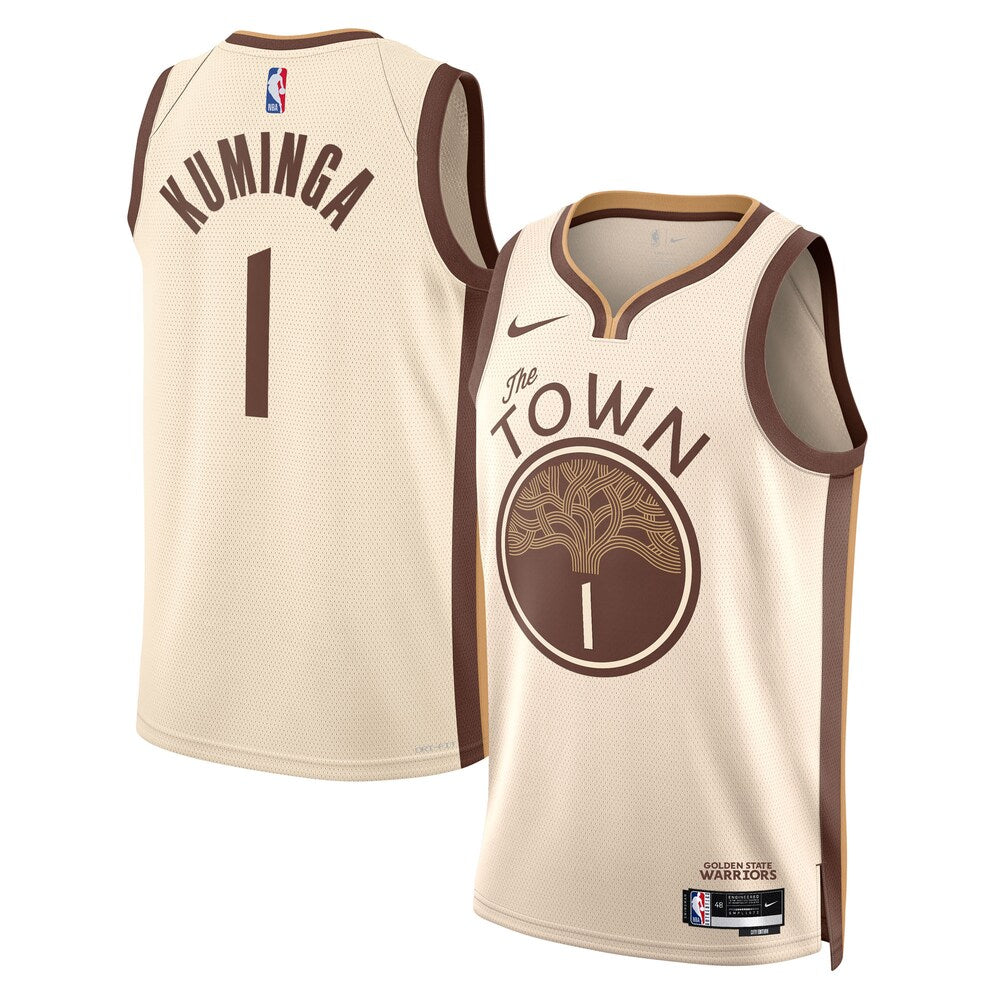 GSW 2025/26 City Edition Swingman Jersey - Tan - Jonathan Kuminga - Unisex RTJ Basketball 505