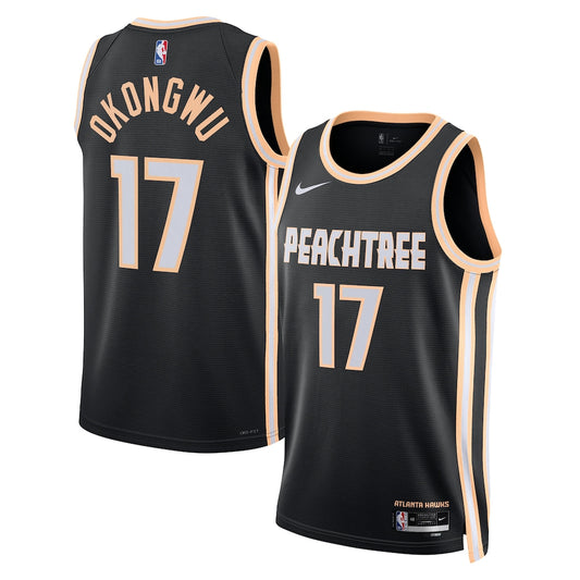 Atlanta Hawks 2025-26 City Edition Swingman Jersey Black Onyeka Okongwu Unisex stitched basketball jersey for game day