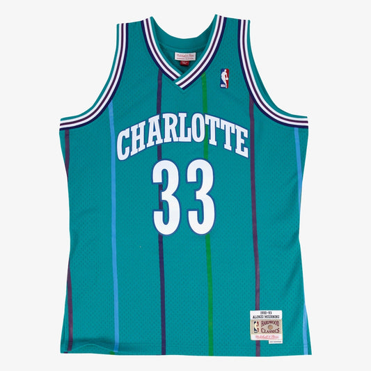 Charlotte Hornets Swingman Jersey Road Alonzo Mourning 1992 93 stitched basketball jersey for game day fanwear