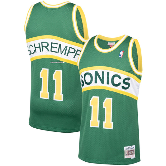 Detlef Schrempf Green Seattle Supersonics 1994 95 Hardwood Classics Swingman Player Jersey stitched sports jersey for game