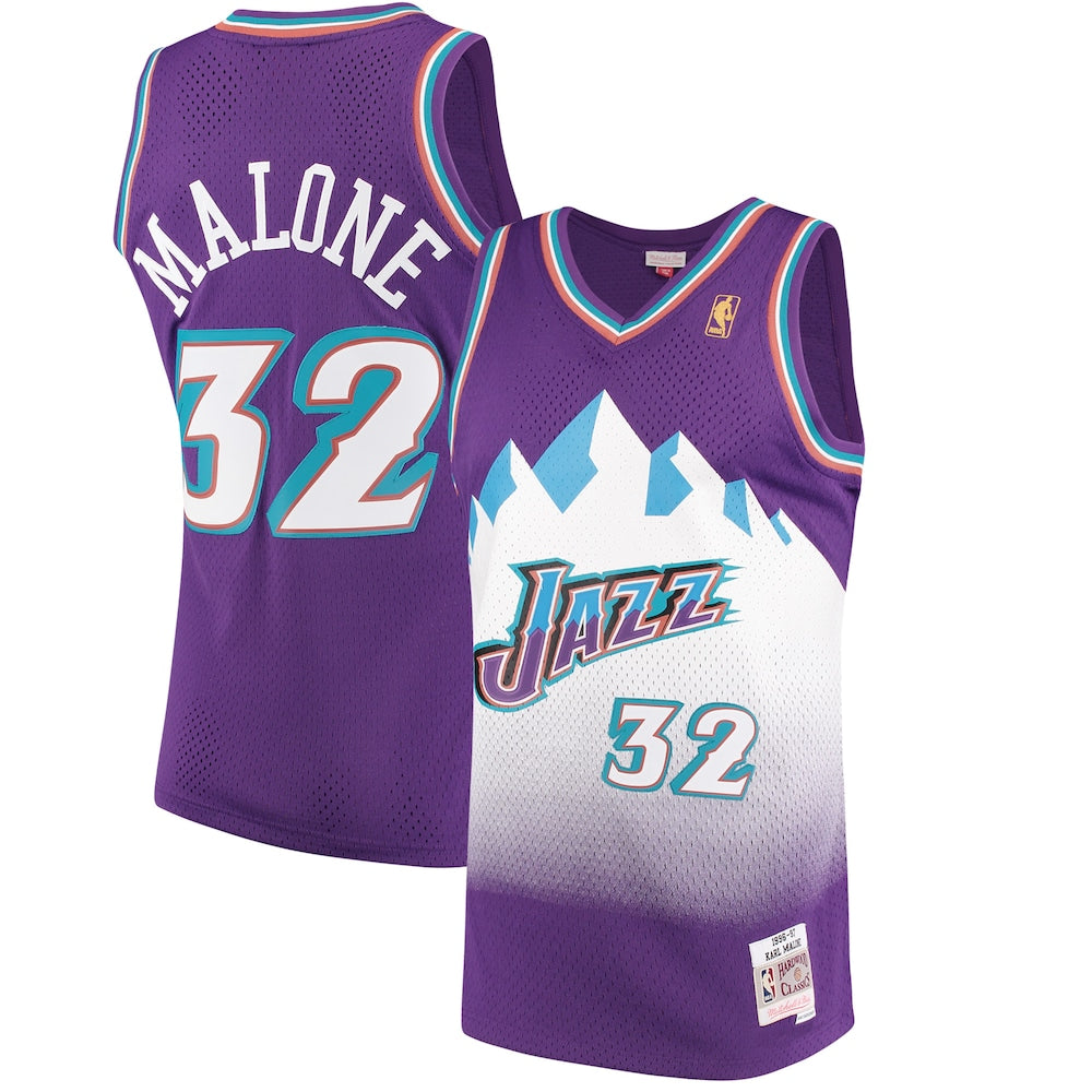 Men's M&N Karl Malone Purple UTA 1996-97 Hardwood Classics Swingman Jersey RTJ Basketball 731