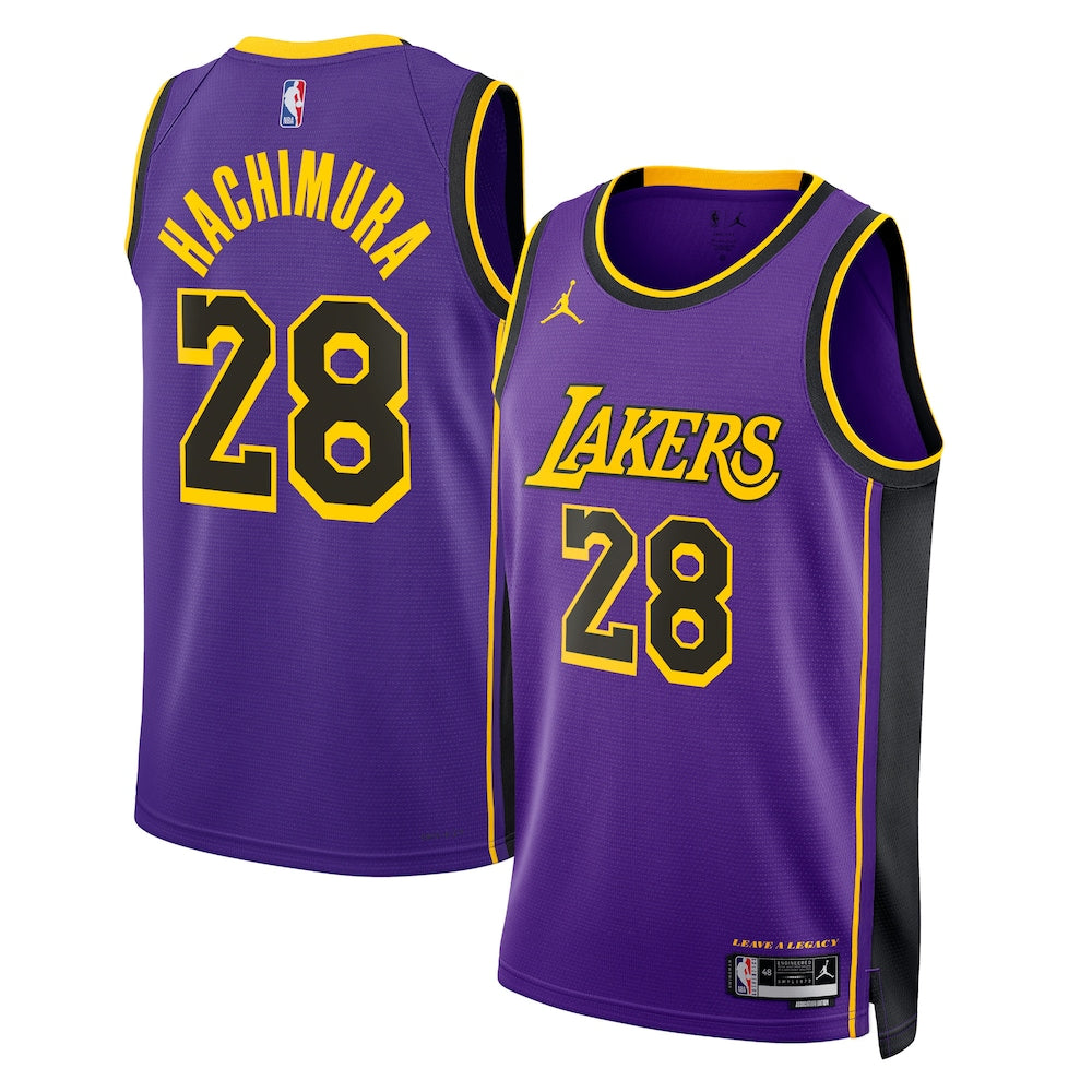 Los Angeles Lakers Jordan Statement Edition Swingman Jersey Purple Rui Hachimura Unisex stitched basketball jersey for game